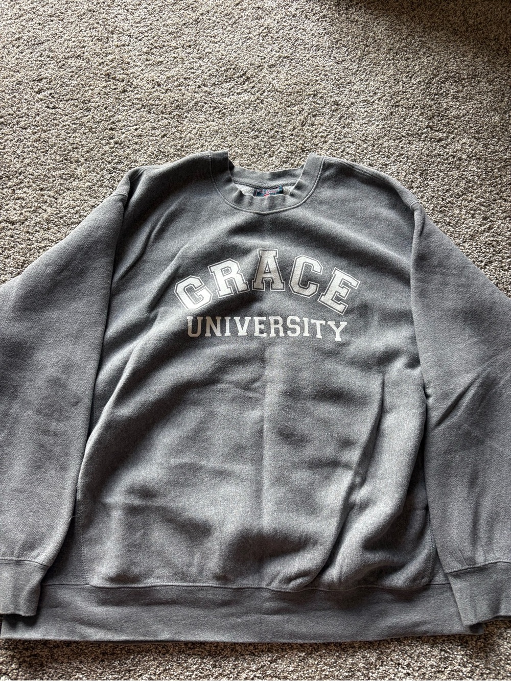 MV Sport Gray 'Grace University' Crewneck Sweatshirt